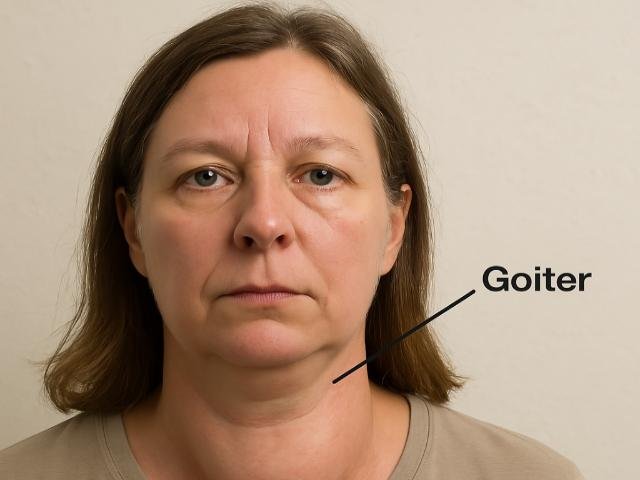 An image of a woman with goiter